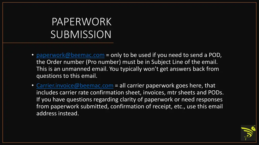 paperwork submission