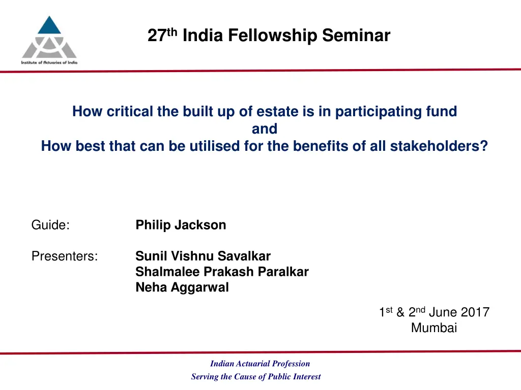 27 th india fellowship seminar