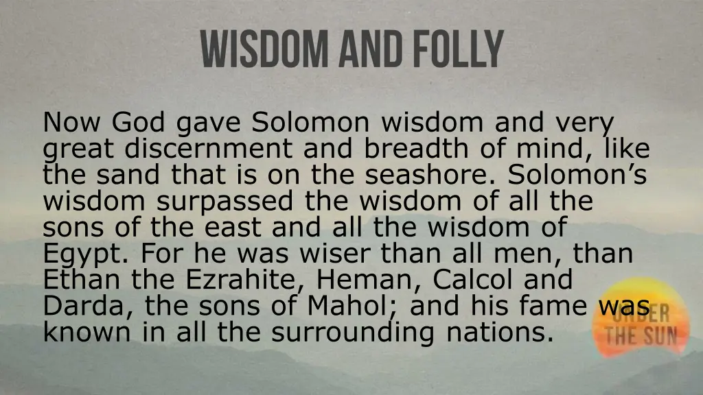 now god gave solomon wisdom and very great