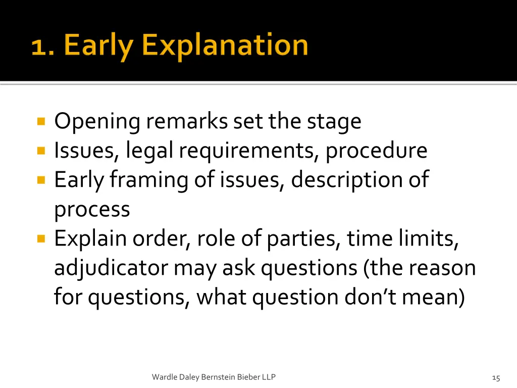 opening remarks set the stage issues legal