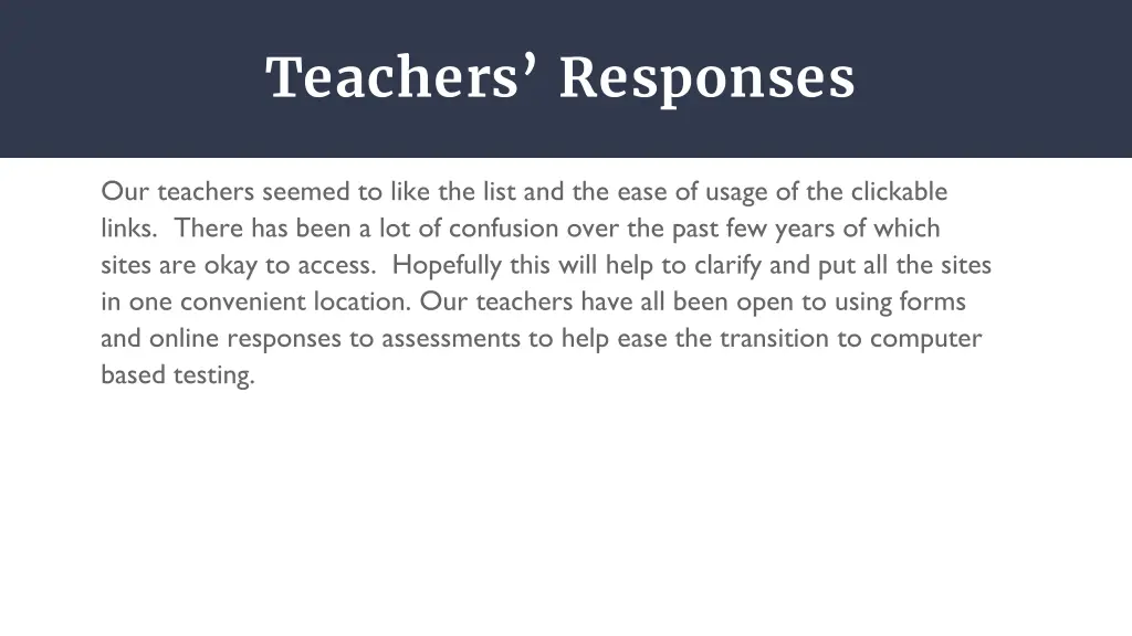 teachers r esponses