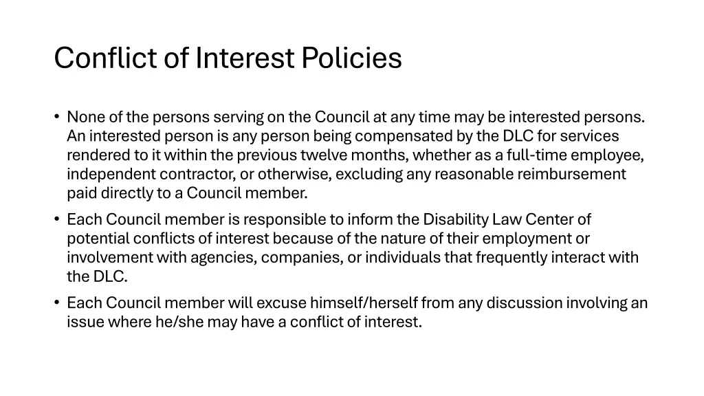 conflict of interest policies