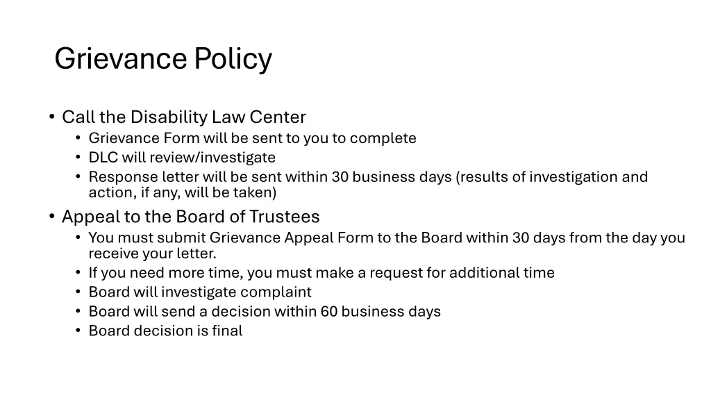 grievance policy