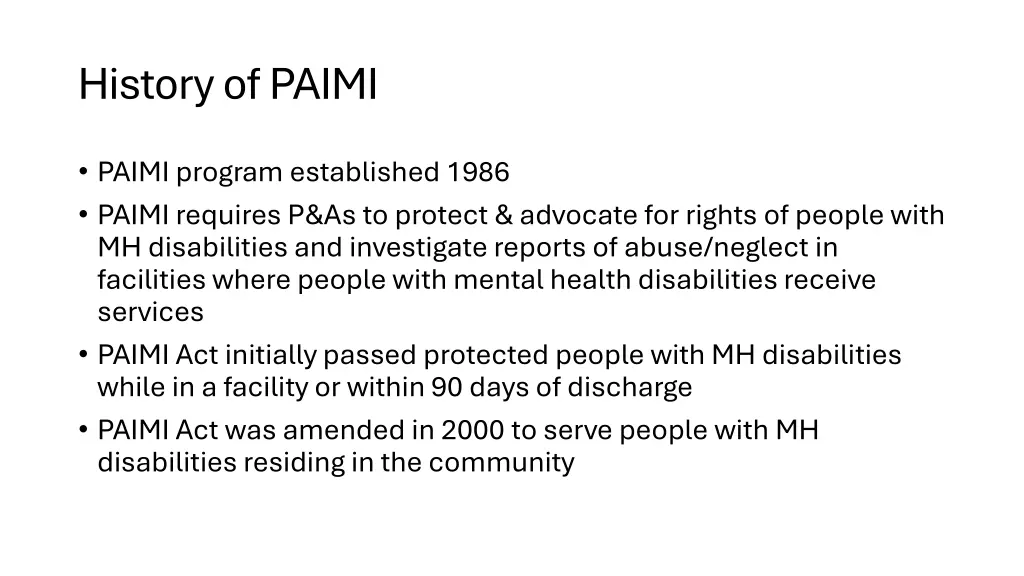 history of paimi