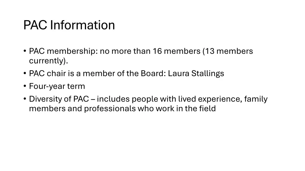 pac information