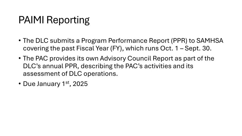 paimi reporting
