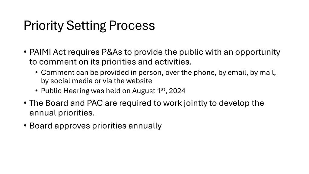 priority setting process