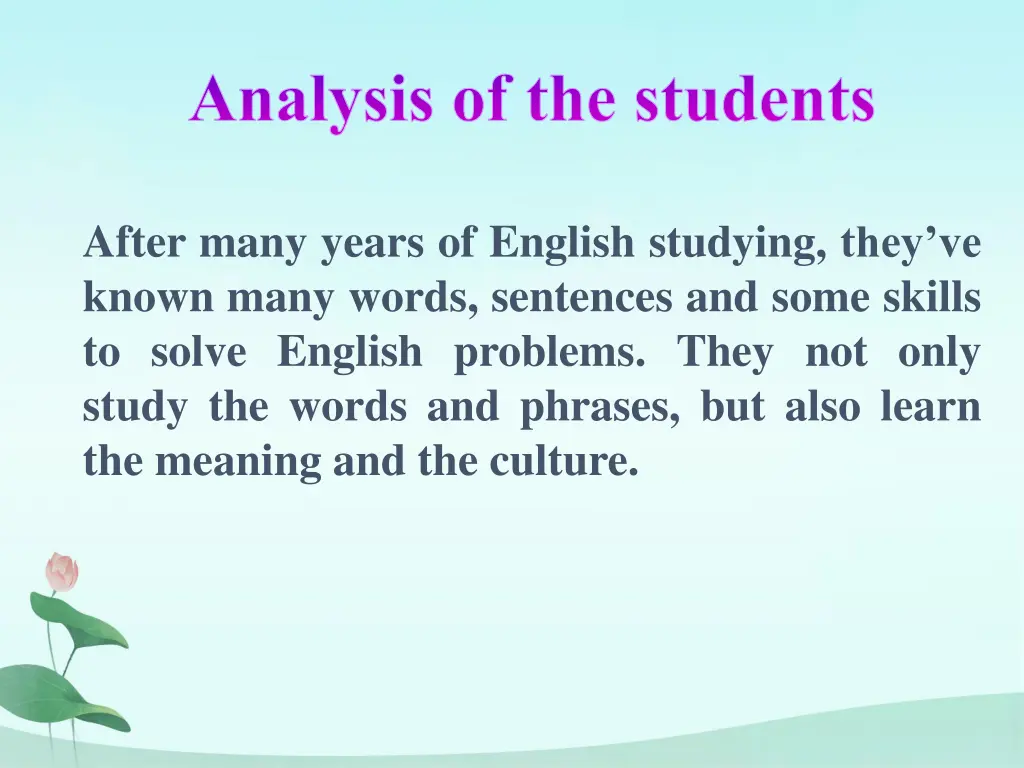 analysis of the students