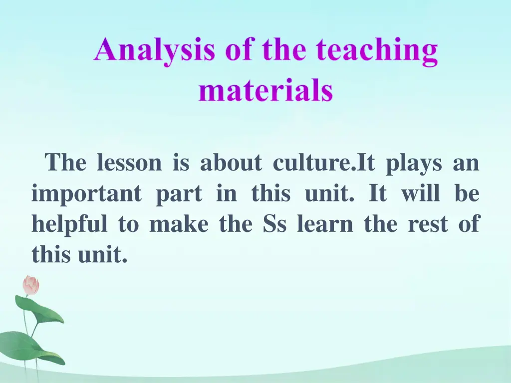 analysis of the teaching materials