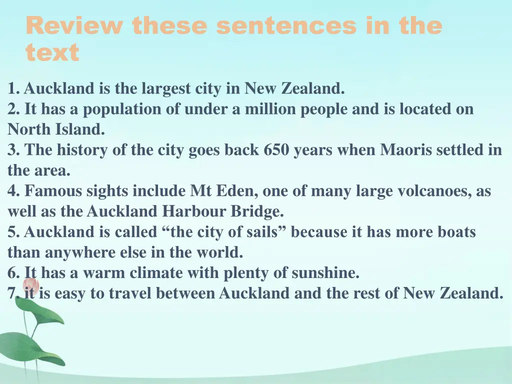 review these sentences in the text 1