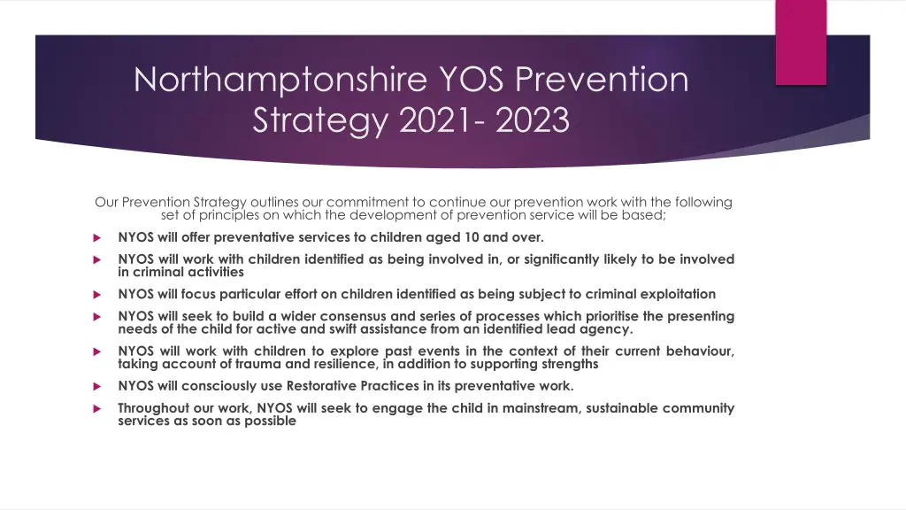 northamptonshire yos prevention strategy 2021 2023