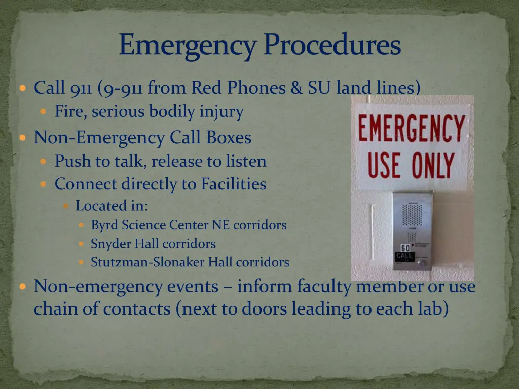 emergency procedures