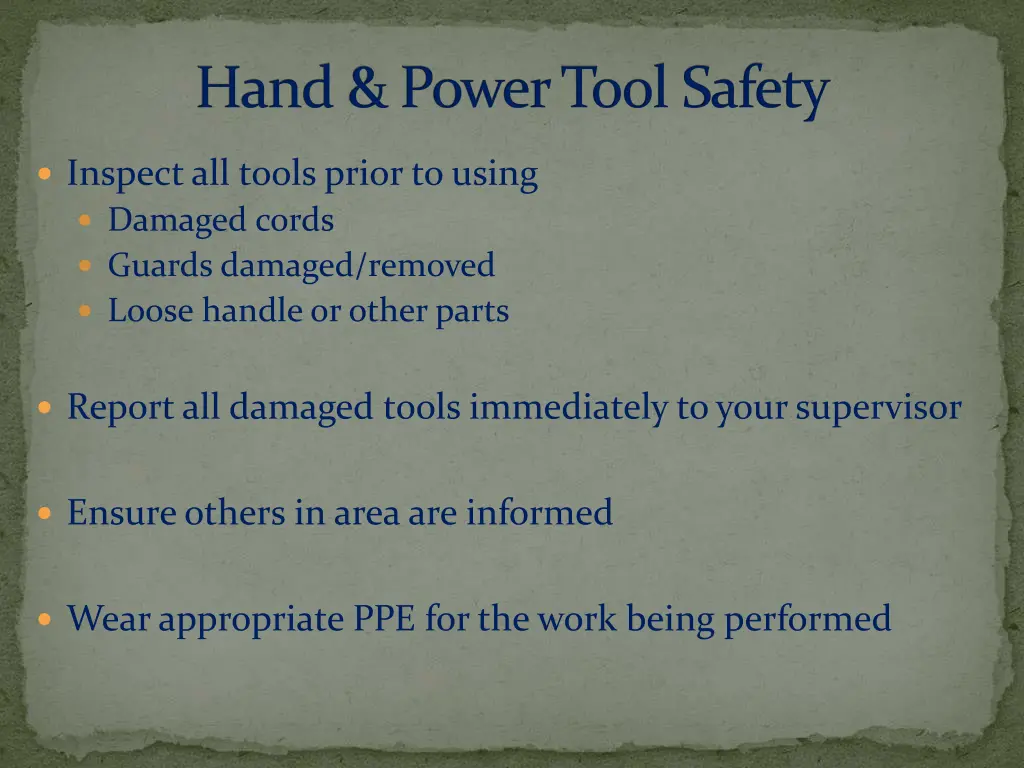 hand power tool safety