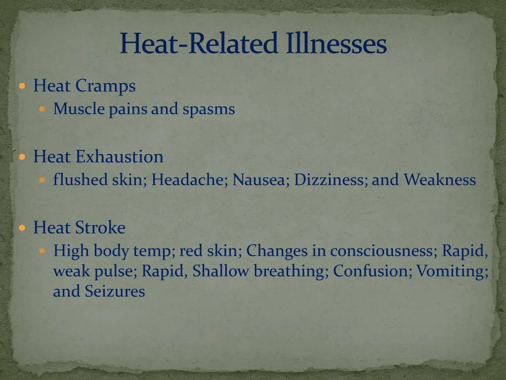 heat related illnesses
