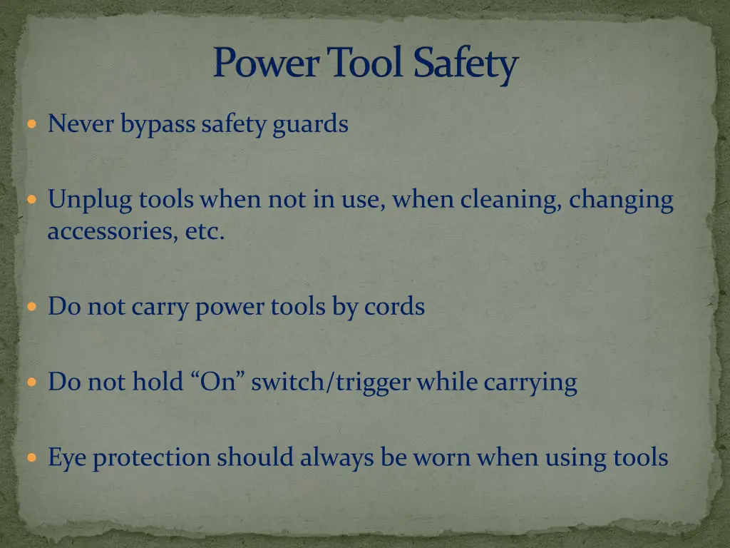 power tool safety