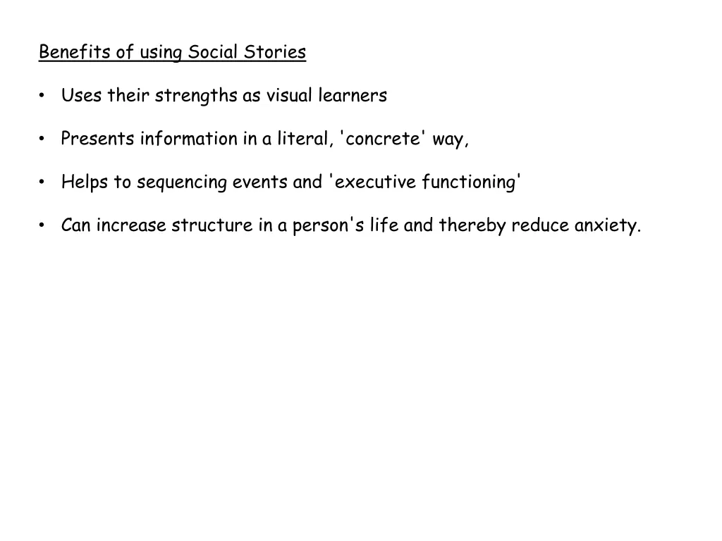 benefits of using social stories
