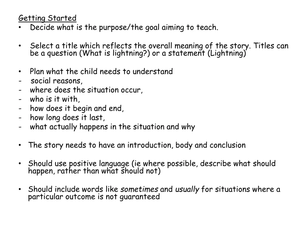 getting started decide what is the purpose