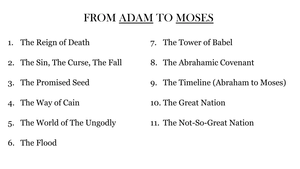 from adam to moses