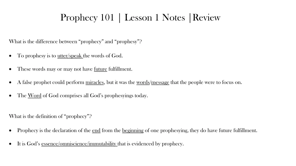 prophecy 101 lesson 1 notes review