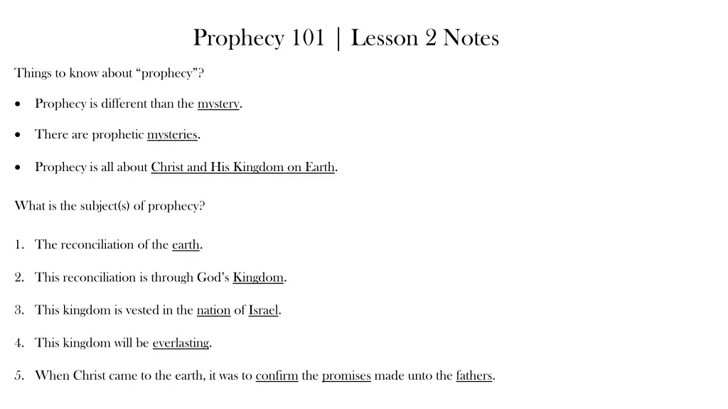 prophecy 101 lesson 2 notes
