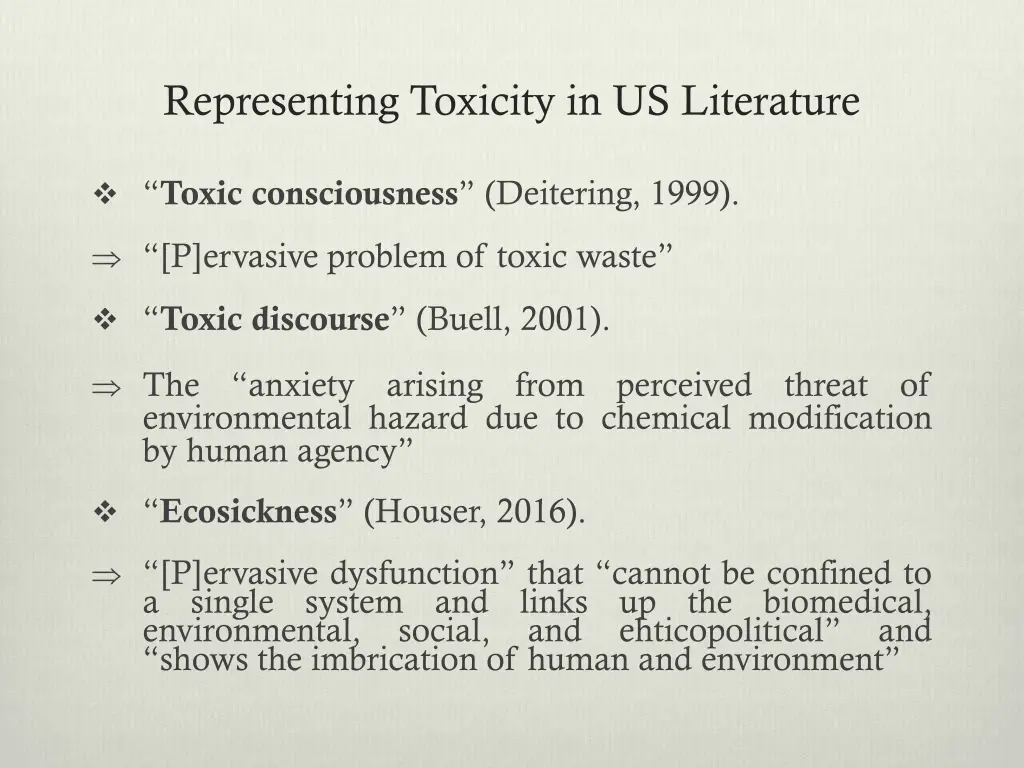 representing toxicity in us literature