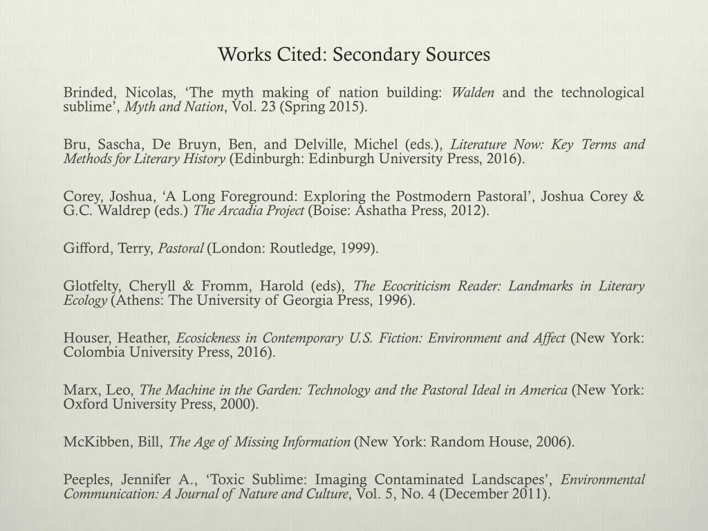 works cited secondary sources