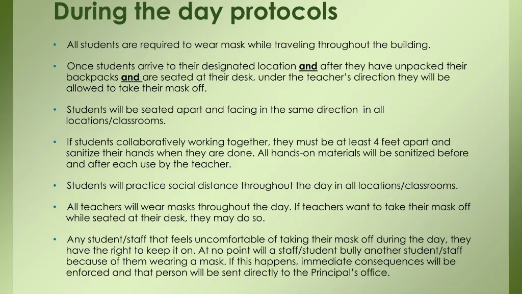 during the day protocols