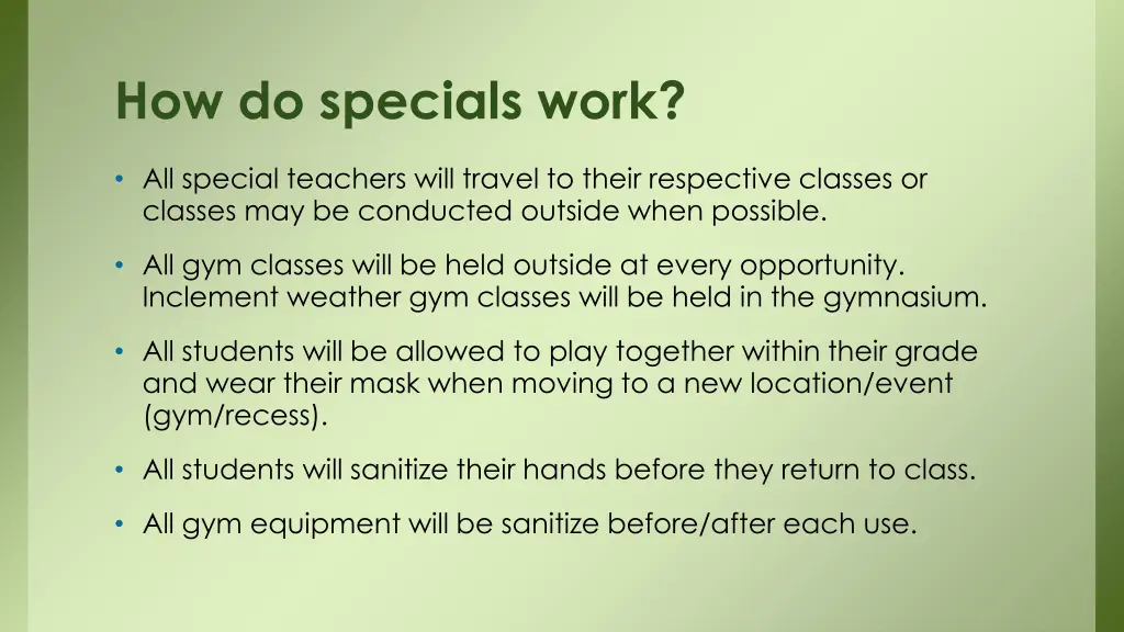 how do specials work