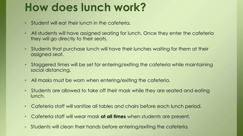 how does lunch work