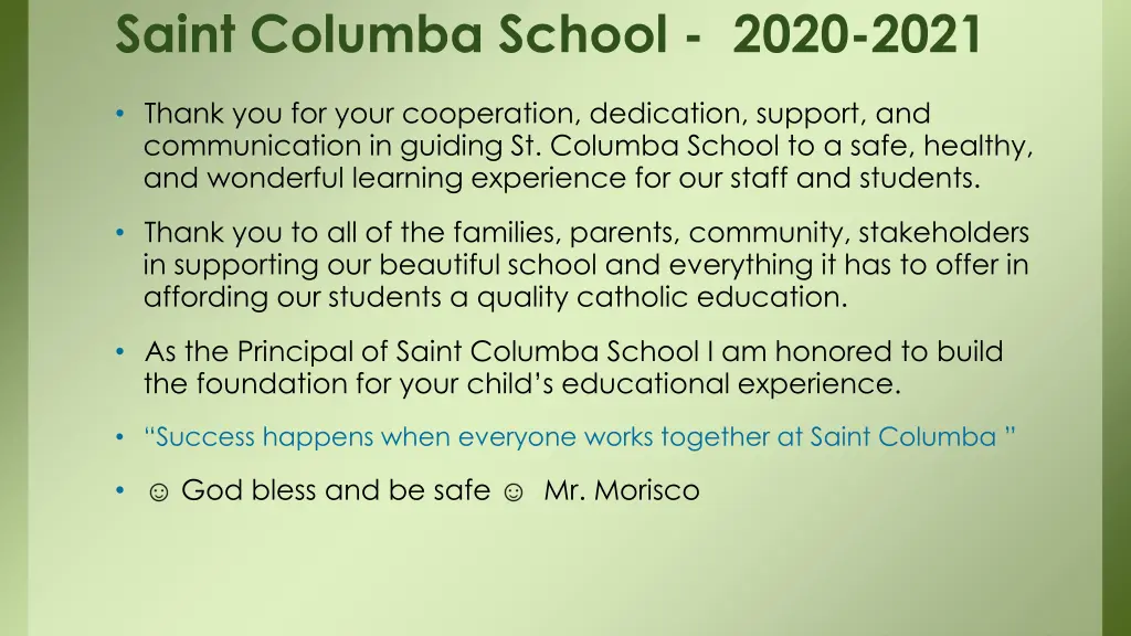 saint columba school 2020 2021