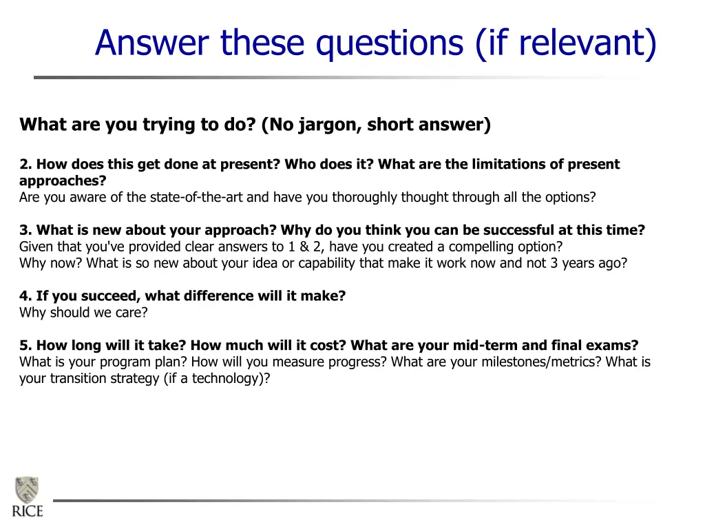 answer these questions if relevant
