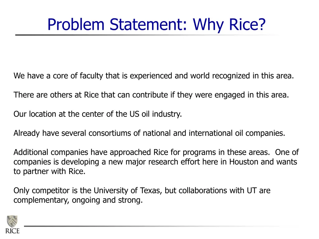 problem statement why rice