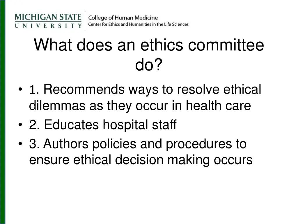 what does an ethics committee do