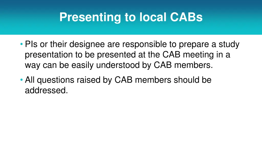 presenting to local cabs