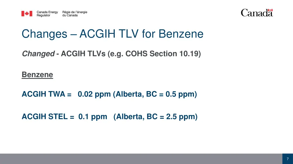 changes acgih tlv for benzene