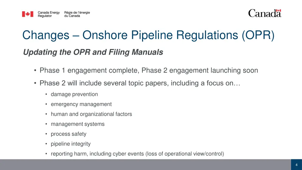 changes onshore pipeline regulations opr