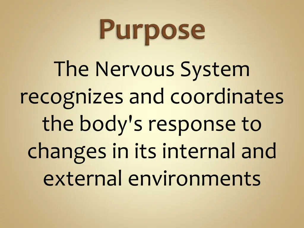 the nervous system recognizes and coordinates