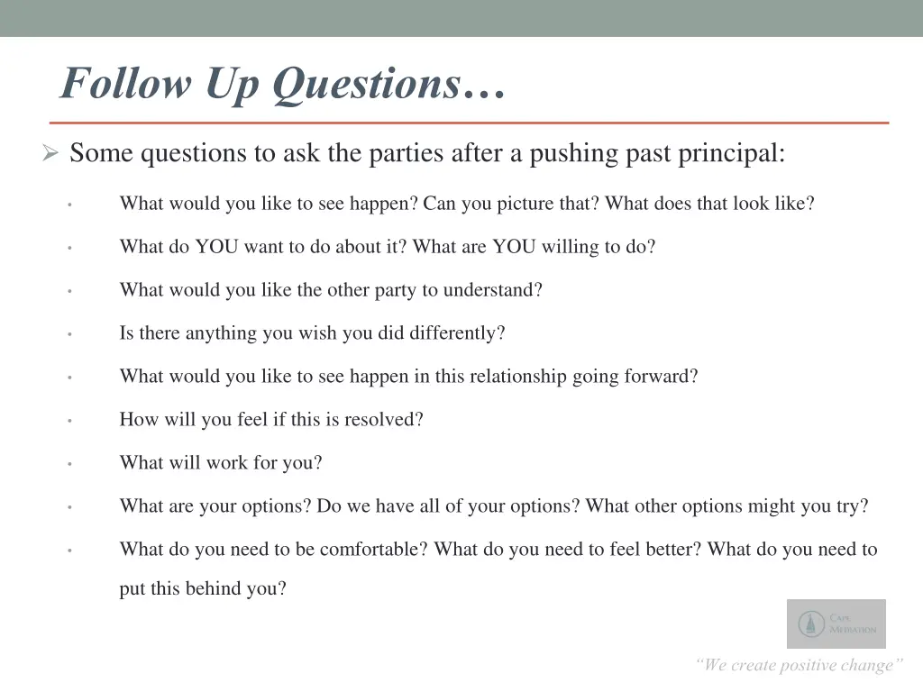 follow up questions