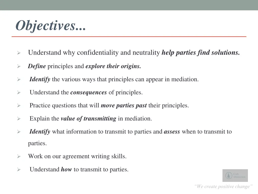 objectives