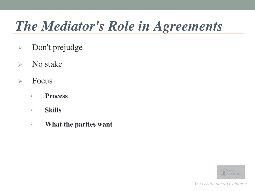 the mediator s role in agreements