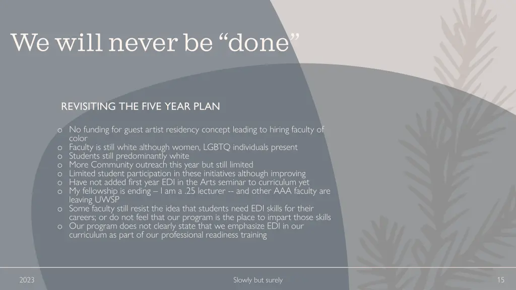 we will never be done