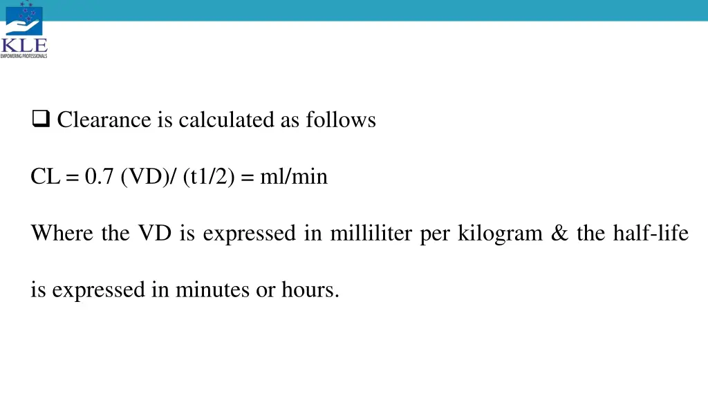 clearance is calculated as follows