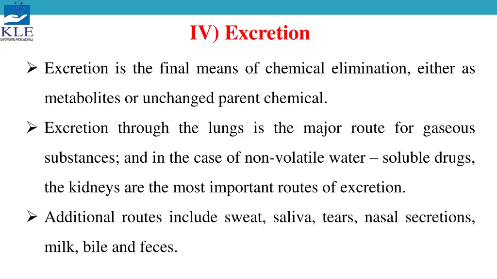 iv excretion