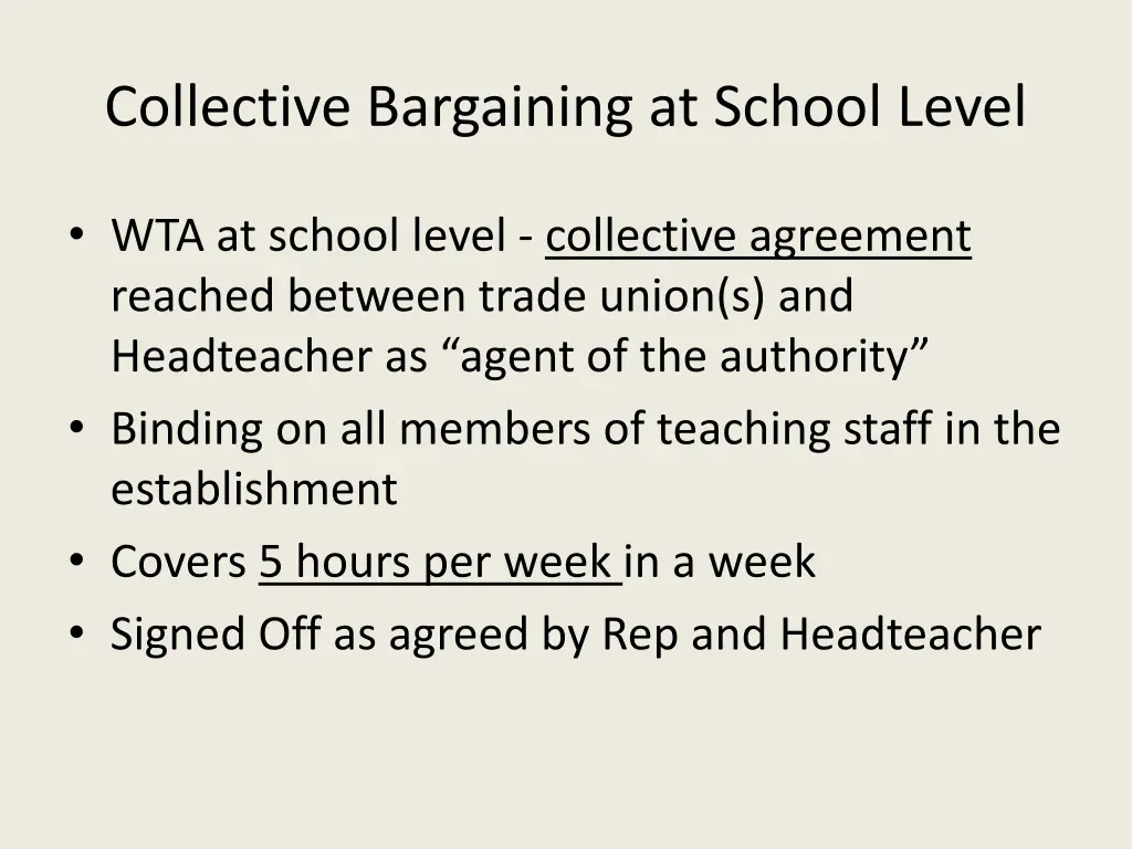 collective bargaining at school level