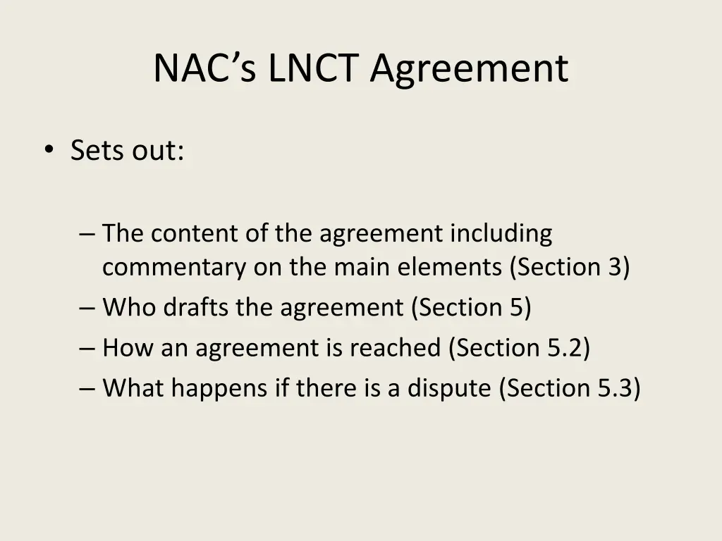 nac s lnct agreement
