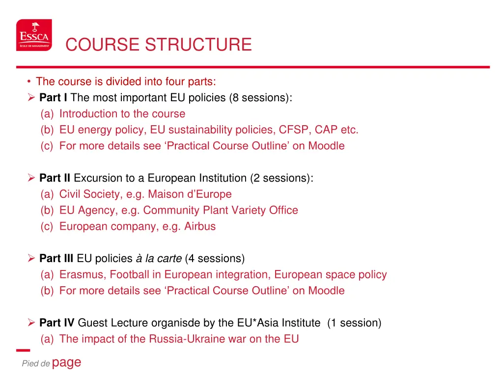 course structure