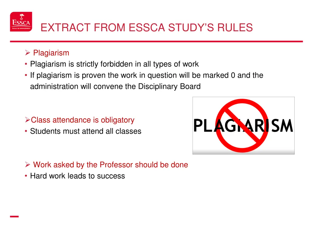 extract from essca study s rules 1