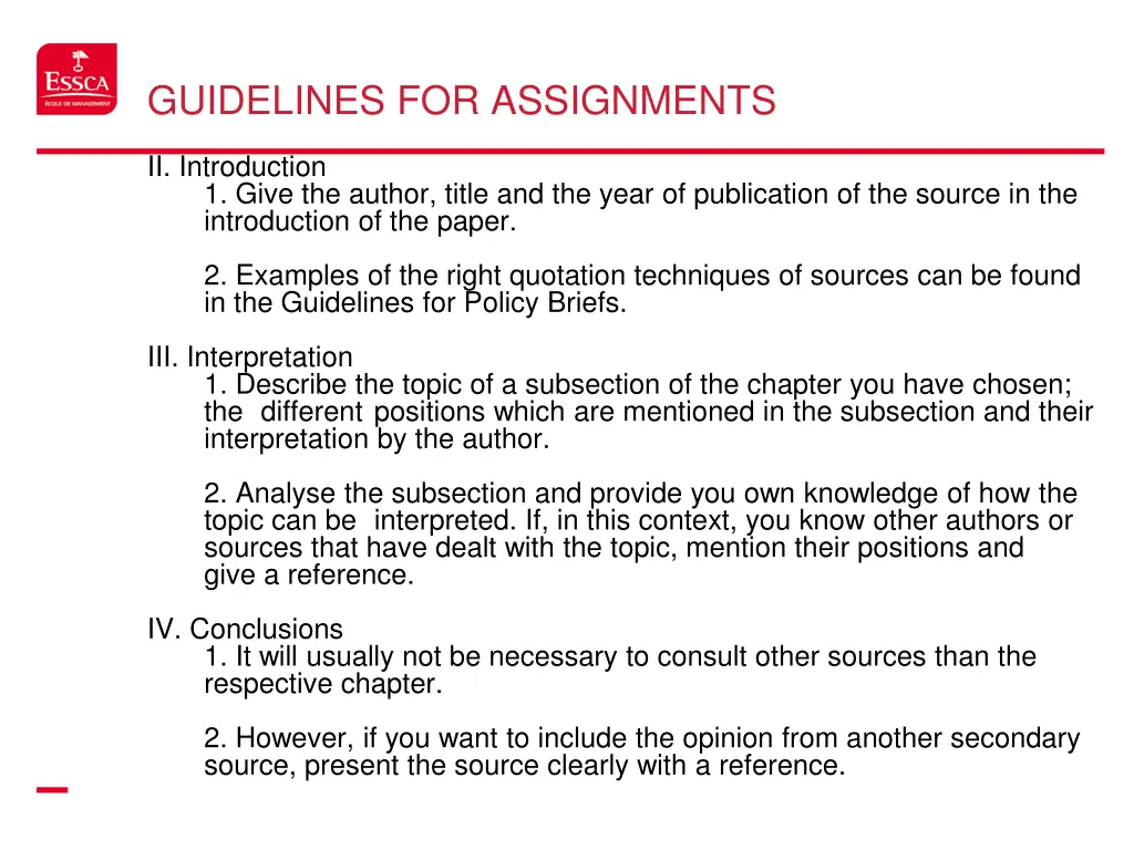 guidelines for assignments 1