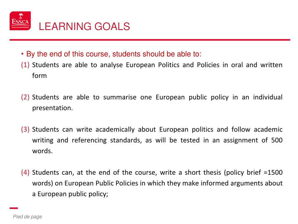 learning goals