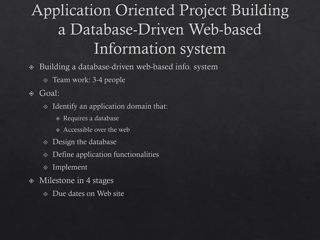 application oriented project building a database